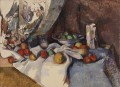 Still Life Post Bottle Cup and Fruit Paul Cezanne